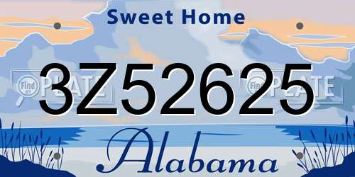 3Z52625 Alabama License Plate