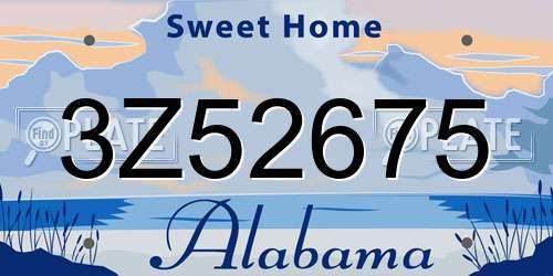 3Z52675 Alabama License Plate
