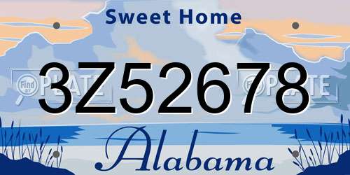 3Z52678 Alabama License Plate