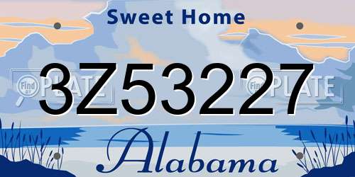 3Z53227 Alabama License Plate