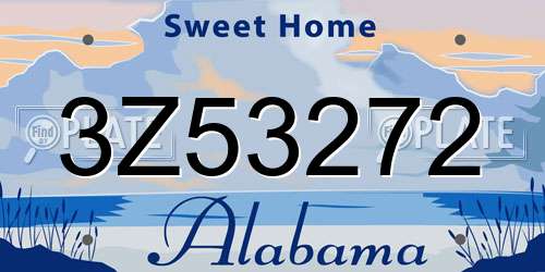 3Z53272 Alabama License Plate