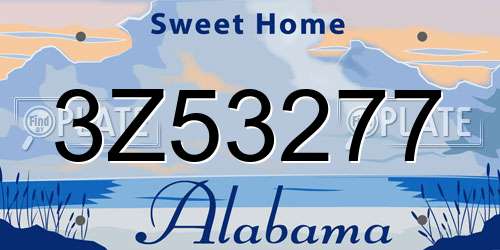 3Z53277 Alabama License Plate