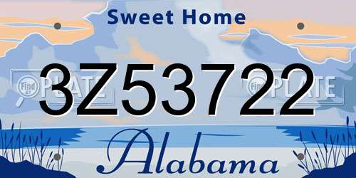 3Z53722 Alabama License Plate