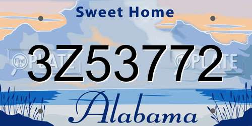 3Z53772 Alabama License Plate