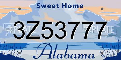 3Z53777 Alabama License Plate