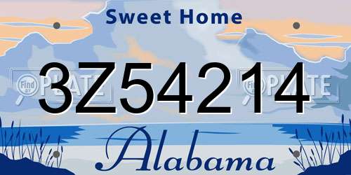 3Z54214 Alabama License Plate