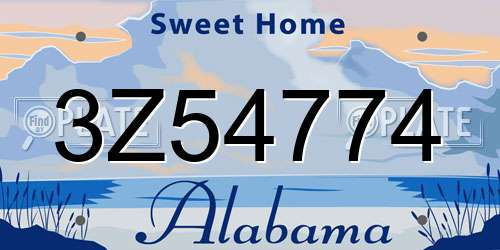 3Z54774 Alabama License Plate