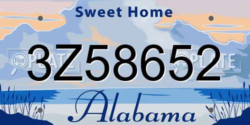 3Z58652 Alabama License Plate