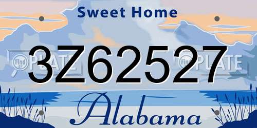 3Z62527 Alabama License Plate