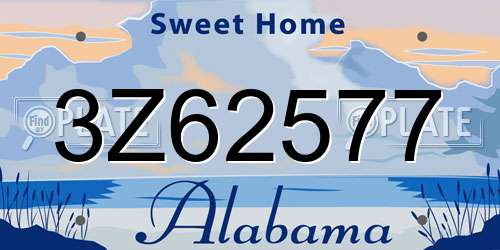 3Z62577 Alabama License Plate