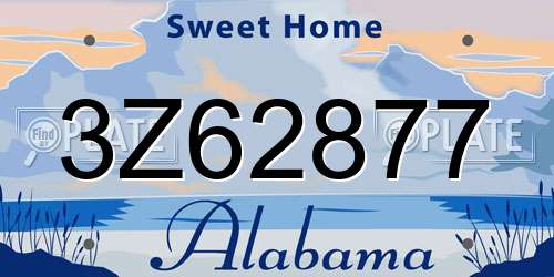 3Z62877 Alabama License Plate
