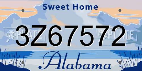 3Z67572 Alabama License Plate