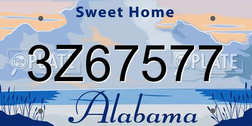 3Z67577 Alabama License Plate