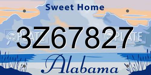 3Z67827 Alabama License Plate