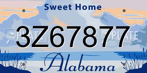 3Z67877 Alabama License Plate
