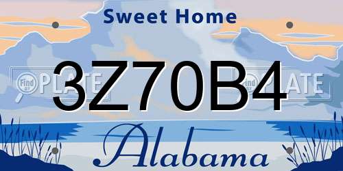 3Z70B4 Alabama License Plate