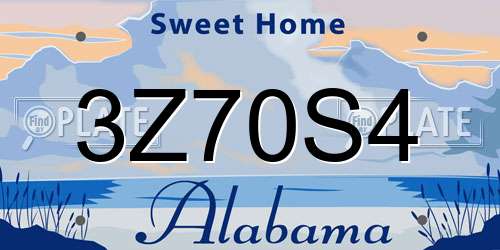 3Z70S4 Alabama License Plate