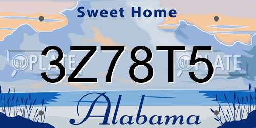 3Z78T5 Alabama License Plate