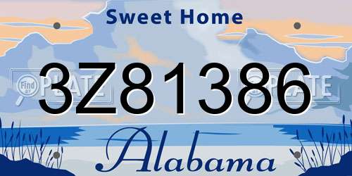3Z81386 Alabama License Plate