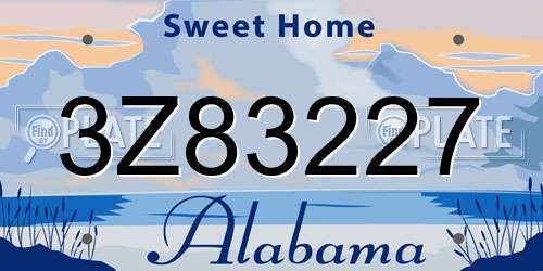3Z83227 Alabama License Plate