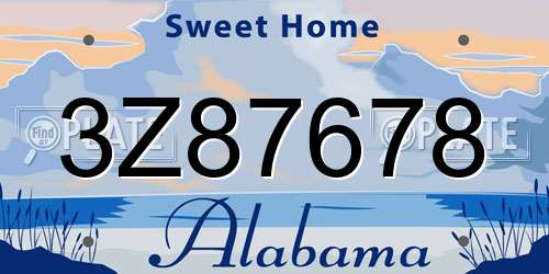 3Z87678 Alabama License Plate