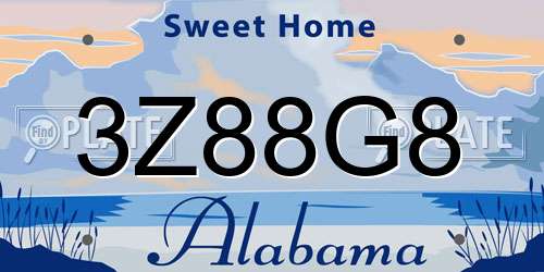 3Z88G8 Alabama License Plate
