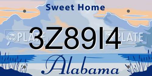 3Z89I4 Alabama License Plate