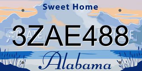3ZAE488 Alabama License Plate