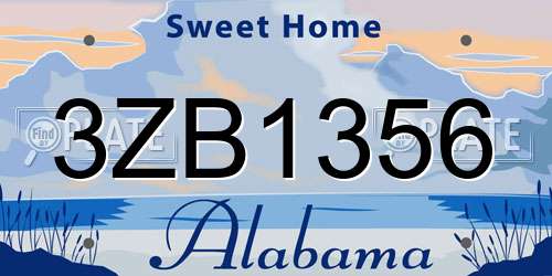 3ZB1356 Alabama License Plate