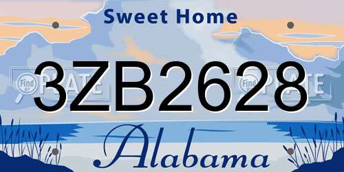 3ZB2628 Alabama License Plate