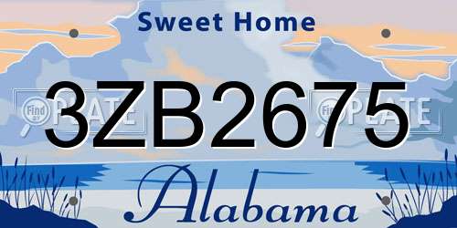 3ZB2675 Alabama License Plate