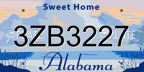 3ZB3227 Alabama License Plate