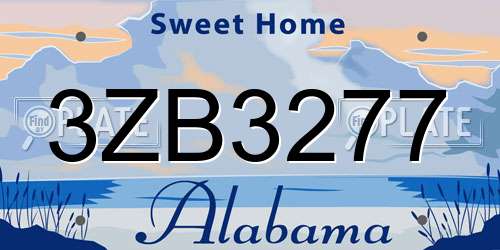 3ZB3277 Alabama License Plate