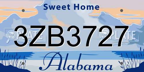 3ZB3727 Alabama License Plate