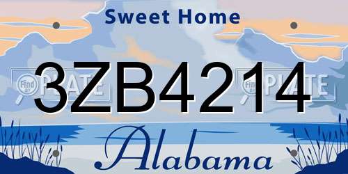 3ZB4214 Alabama License Plate