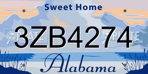 3ZB4274 Alabama License Plate