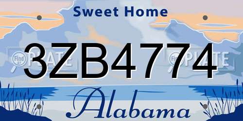 3ZB4774 Alabama License Plate