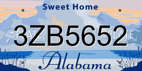 3ZB5652 Alabama License Plate