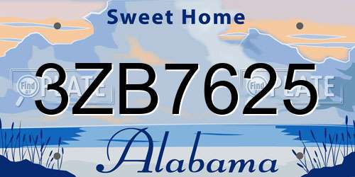 3ZB7625 Alabama License Plate
