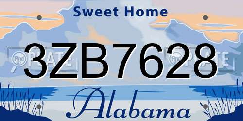 3ZB7628 Alabama License Plate