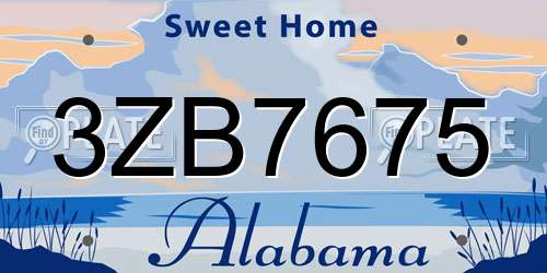 3ZB7675 Alabama License Plate