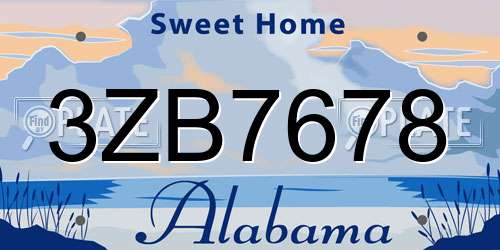 3ZB7678 Alabama License Plate