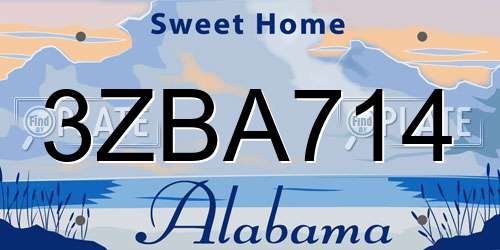 3ZBA714 Alabama License Plate