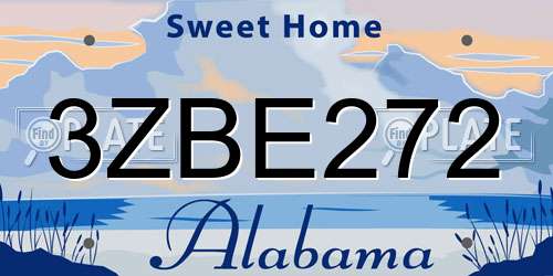 3ZBE272 Alabama License Plate