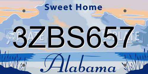 3ZBS657 Alabama License Plate