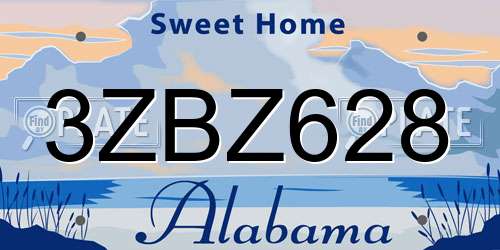 3ZBZ628 Alabama License Plate