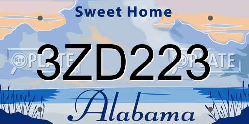 3ZD223 Alabama License Plate