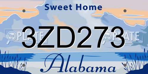 3ZD273 Alabama License Plate