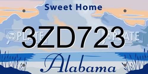 3ZD723 Alabama License Plate