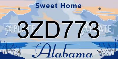 3ZD773 Alabama License Plate